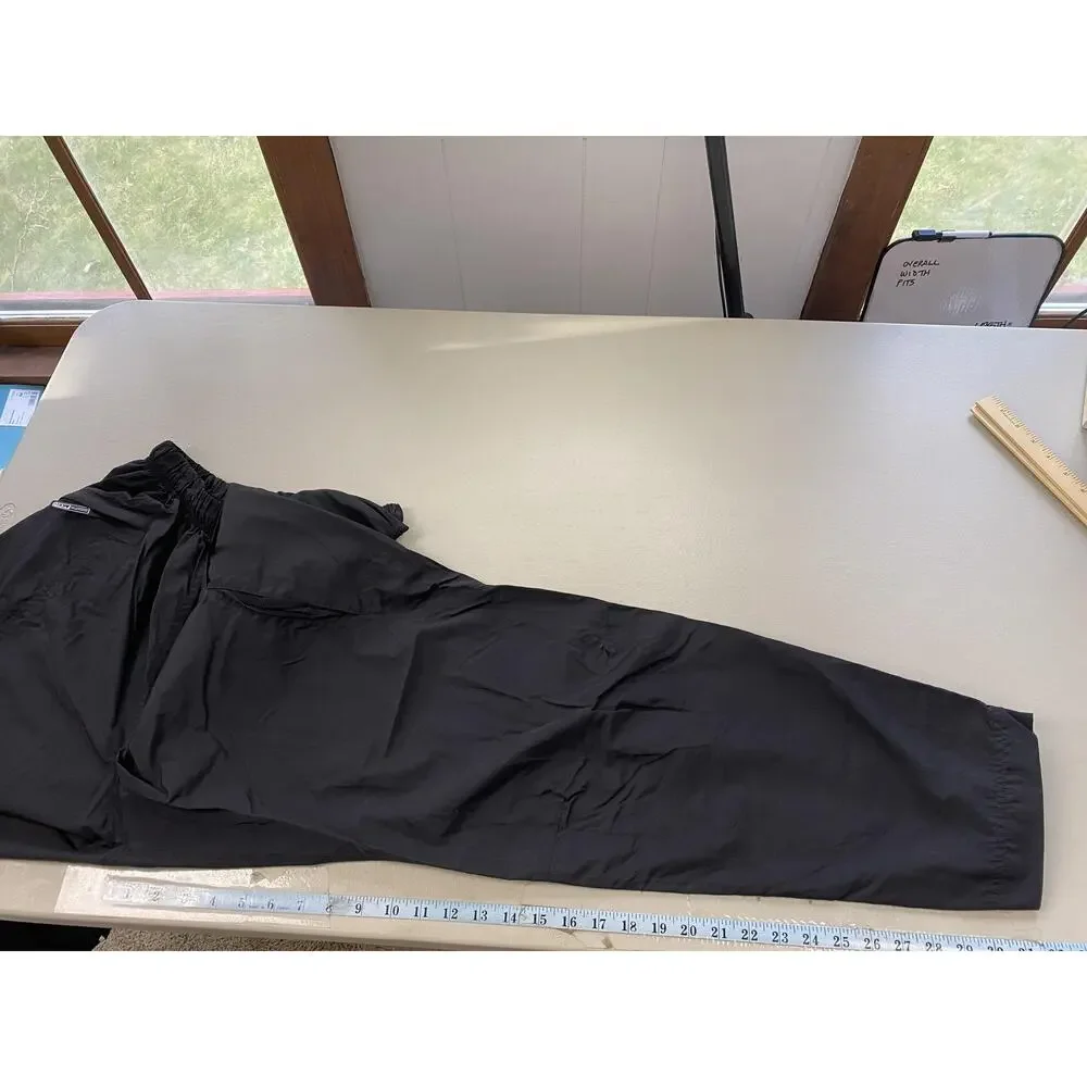 REI Windbreaker Pant Mens Large Black Nylon Hiking Elastic Waist Zip Pockets 32L